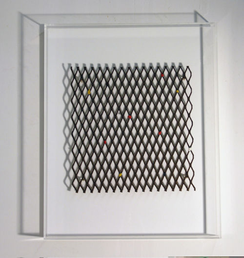 Grid V, Rusted Metal and Oils in Acrylic box, 2007